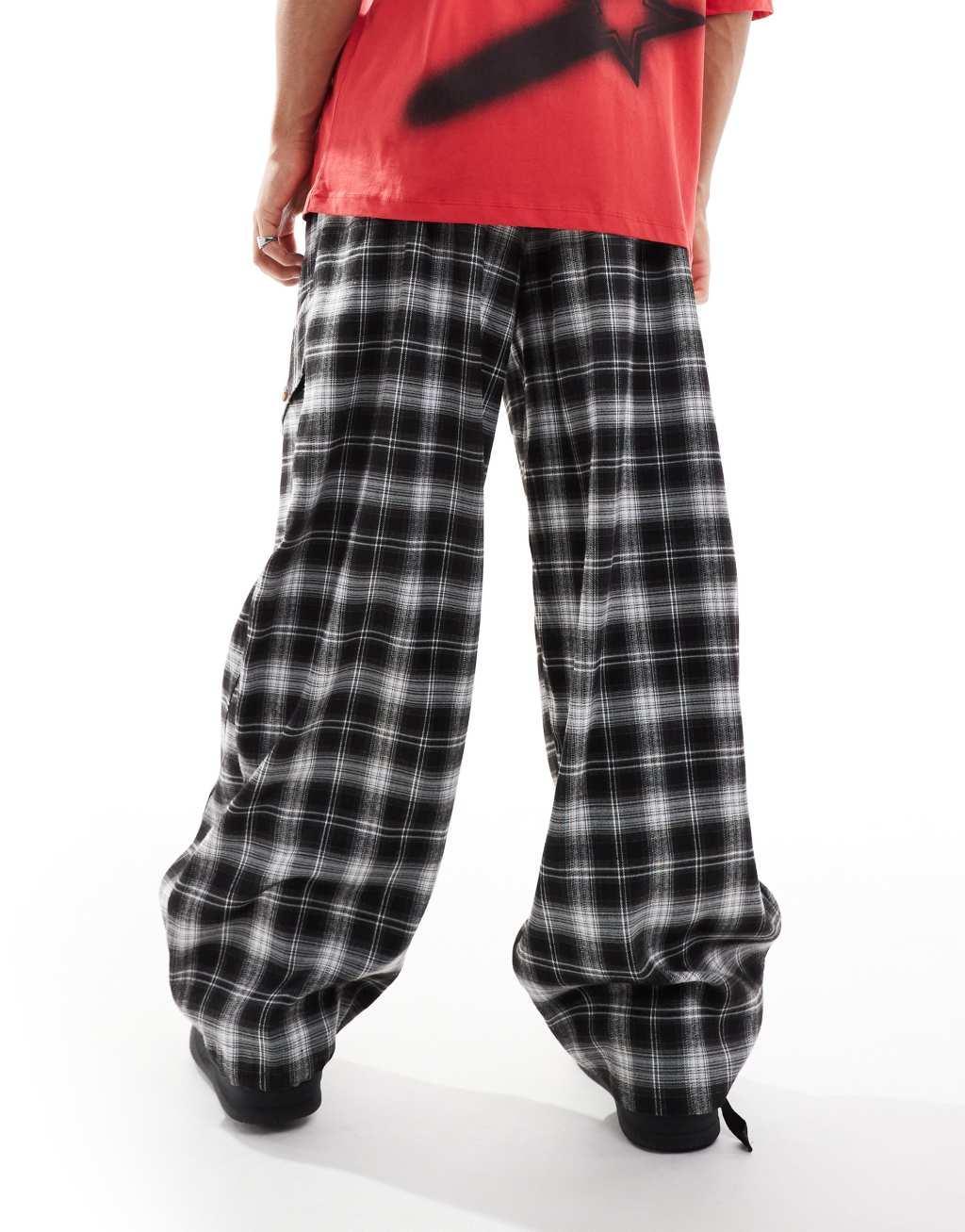 COLLUSION baggy pants in gray shadow plaid Product Image