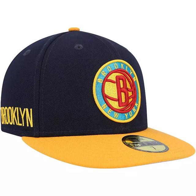 Mens New Era /Gold Brooklyn Nets Midnight 59FIFTY Fitted Hat Blue Product Image