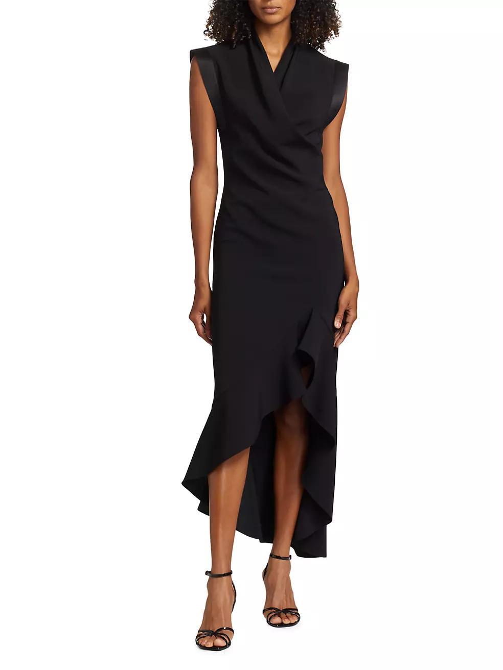 Ruffled Stretch Crepe High-Low Dress Product Image