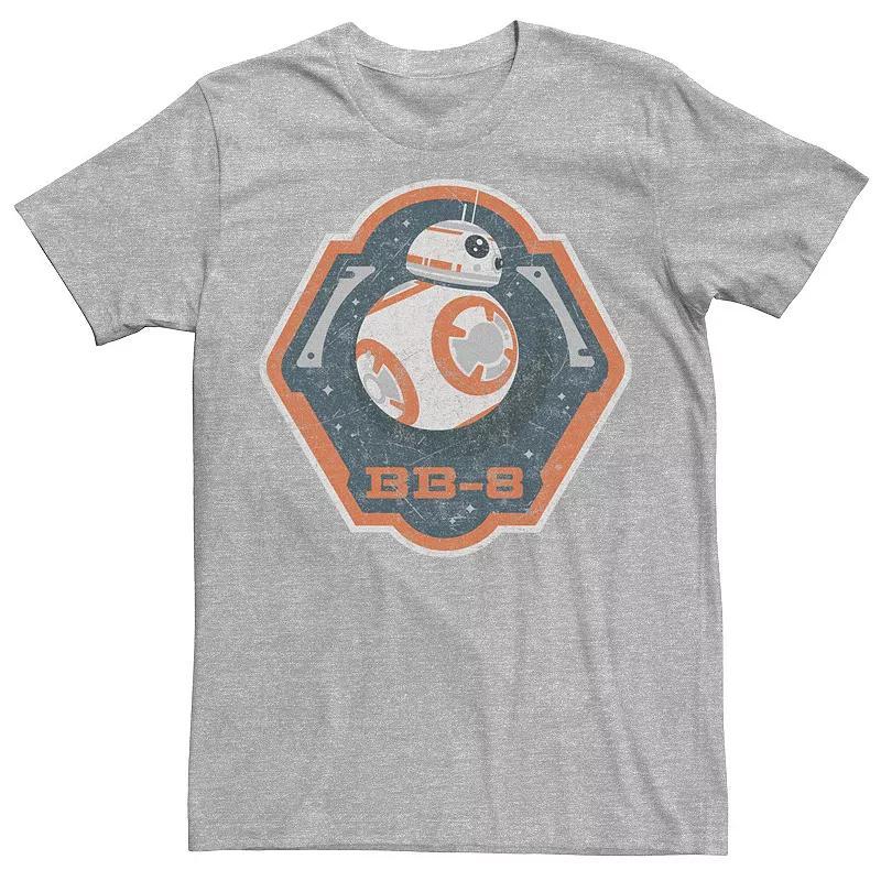 Mens Star Wars BB-8 Distressed Badge Graphic Tee Athletic Grey Product Image