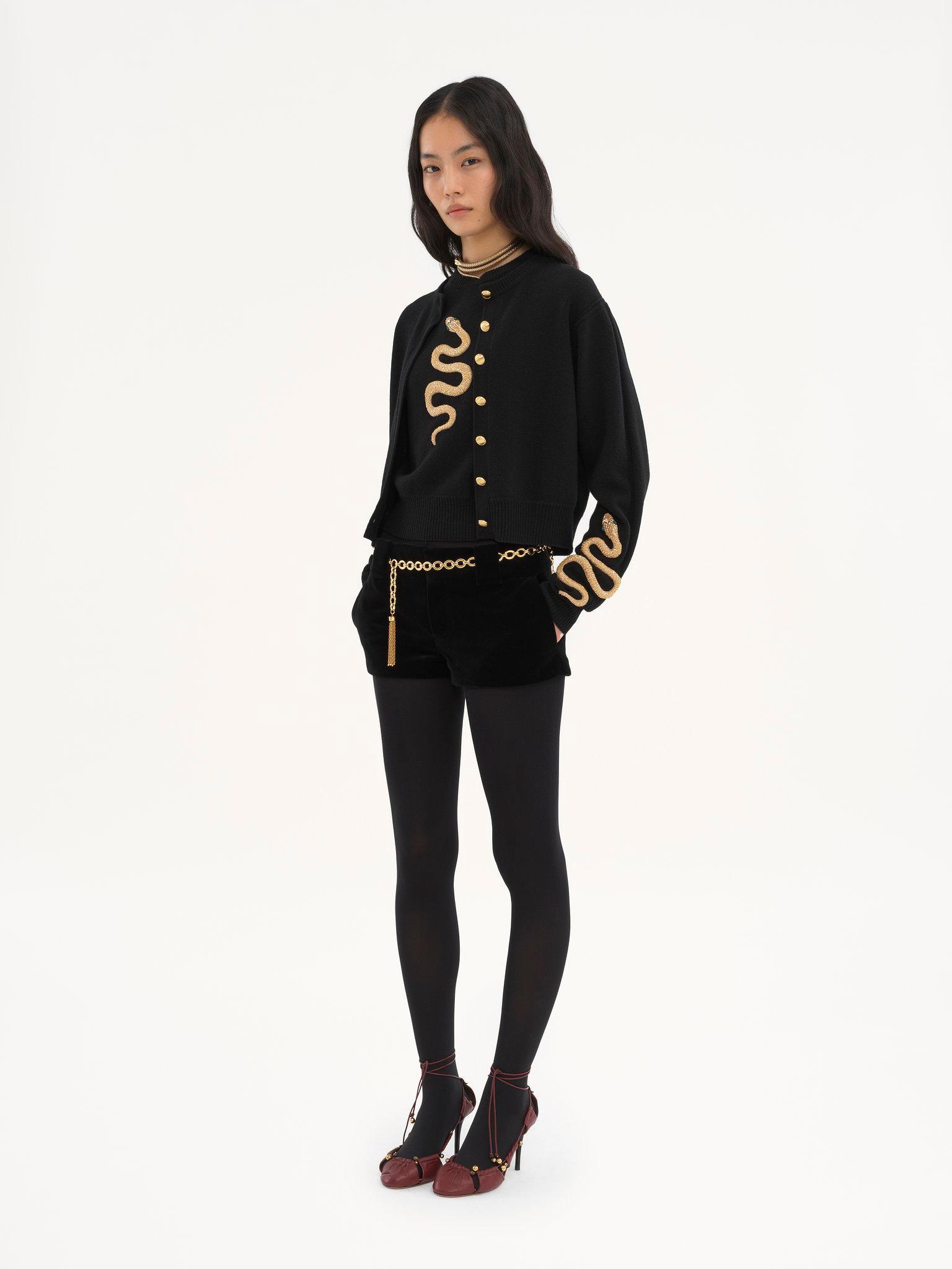 Embroidered cardigan in wool & cashmere knit Product Image