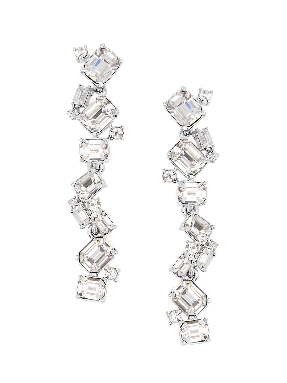 Womens Long Scrambled Goldtone & Crystal Drop Earrings Product Image