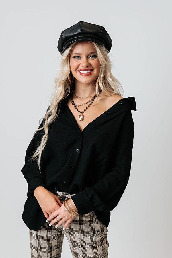 Westminster Button Up Top In Black Product Image