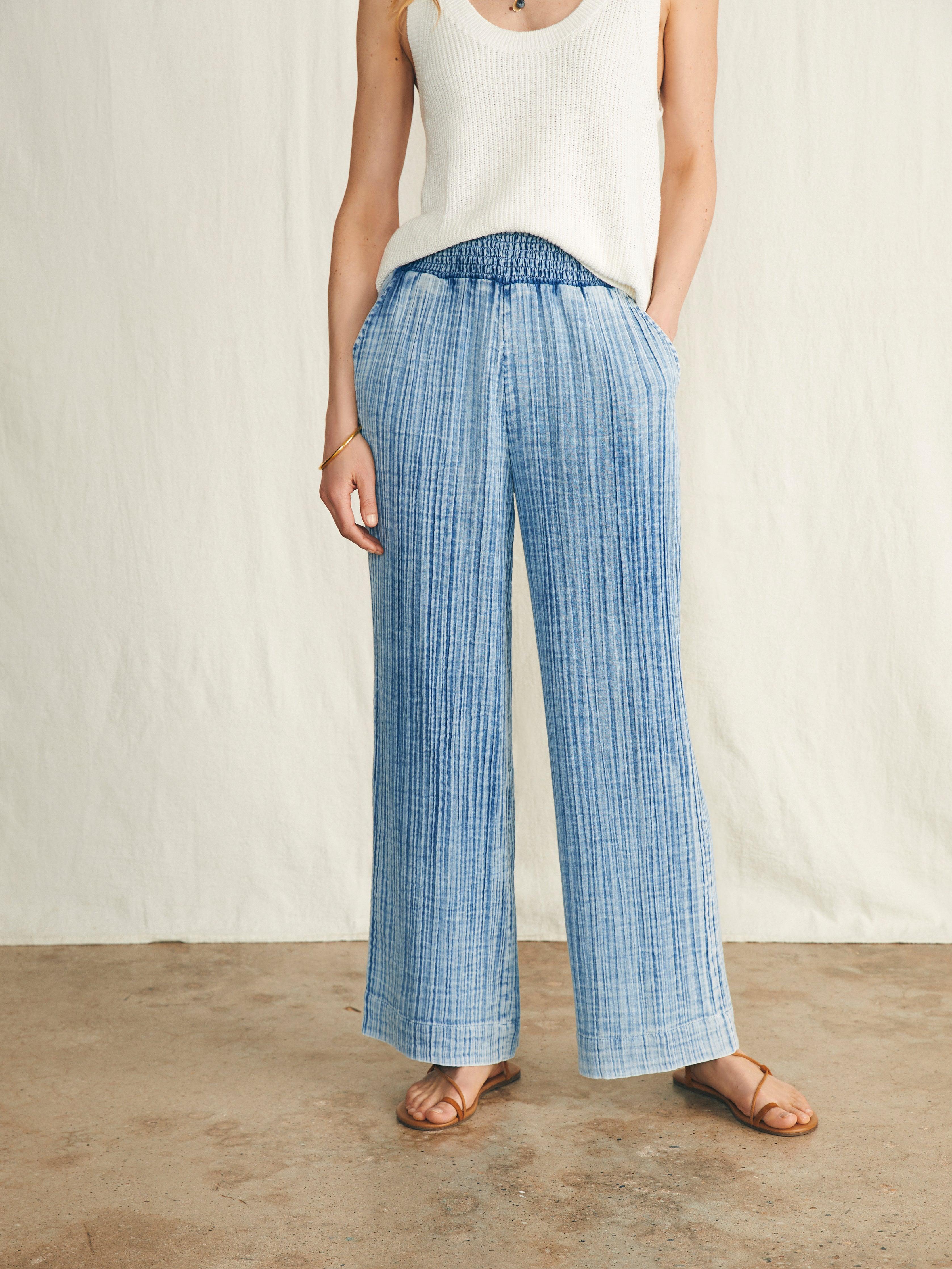 Dream Cotton Gauze Wide Leg Pant - Light Indigo Wash Female Product Image