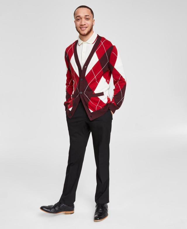 Men's Regular-Fit Argyle Cardigan, Created for Macy's  Product Image