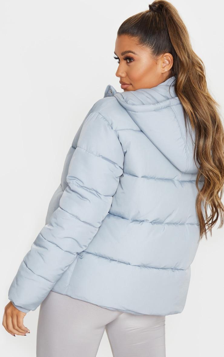 Light Grey Padded Panel Puffer Hooded Jacket Product Image