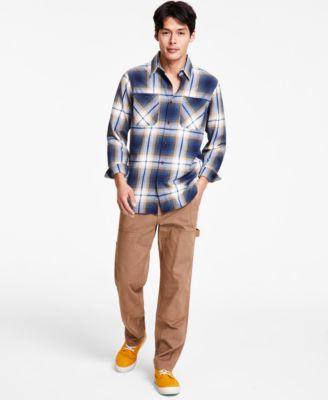 Sun Stone Mens Alfredo Plaid Long Sleeve Button Up Shirt Straight Fit Workwear Tapered Carpenter Pants Created For Macys Product Image