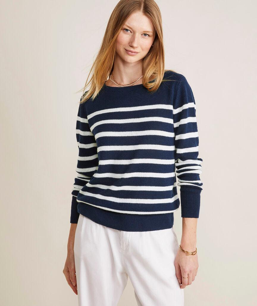 Linen Cashmere Striped Boatneck Sweater Product Image