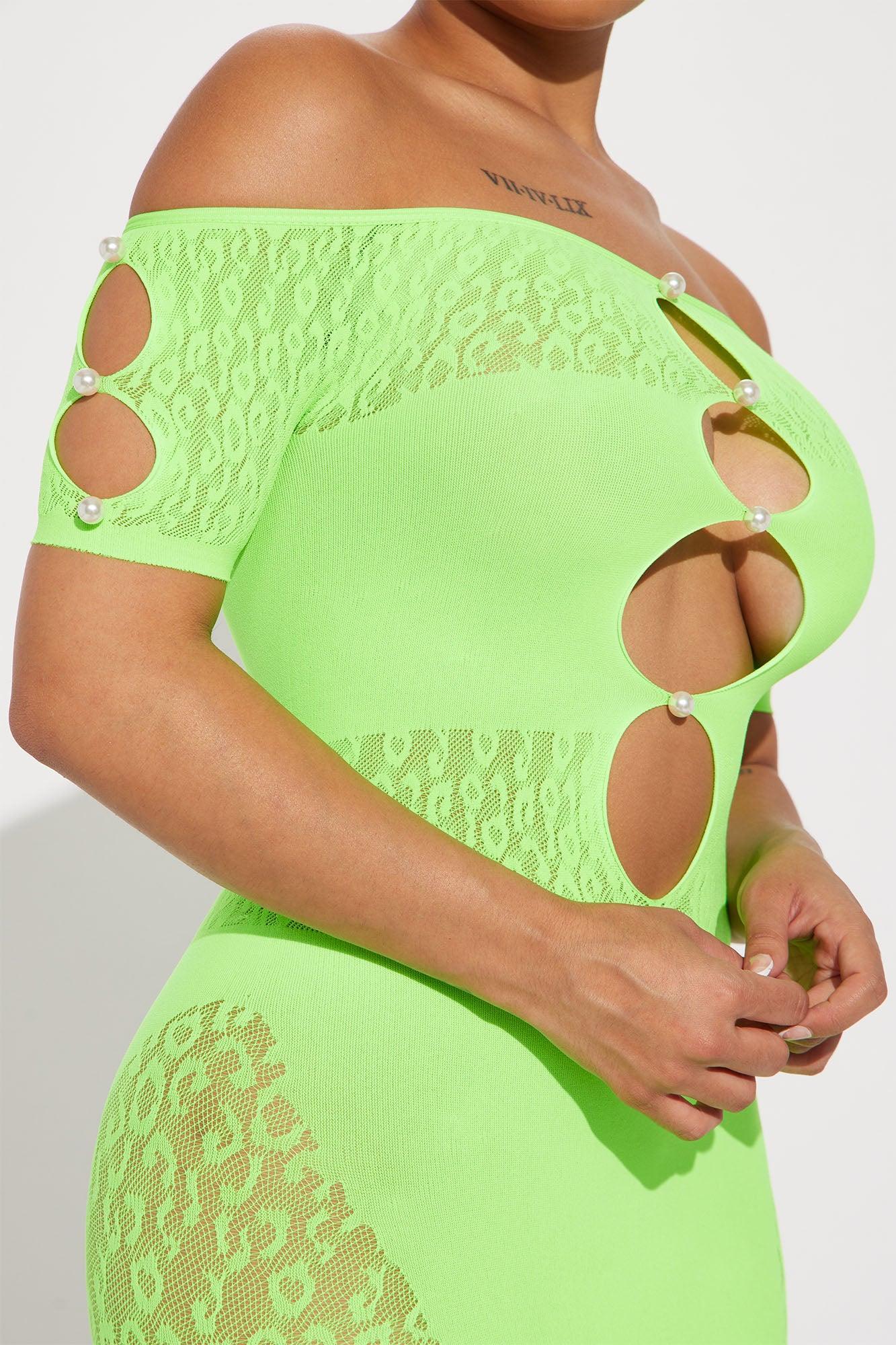 Sexy Seamless Mini Dress - Lime Product Image