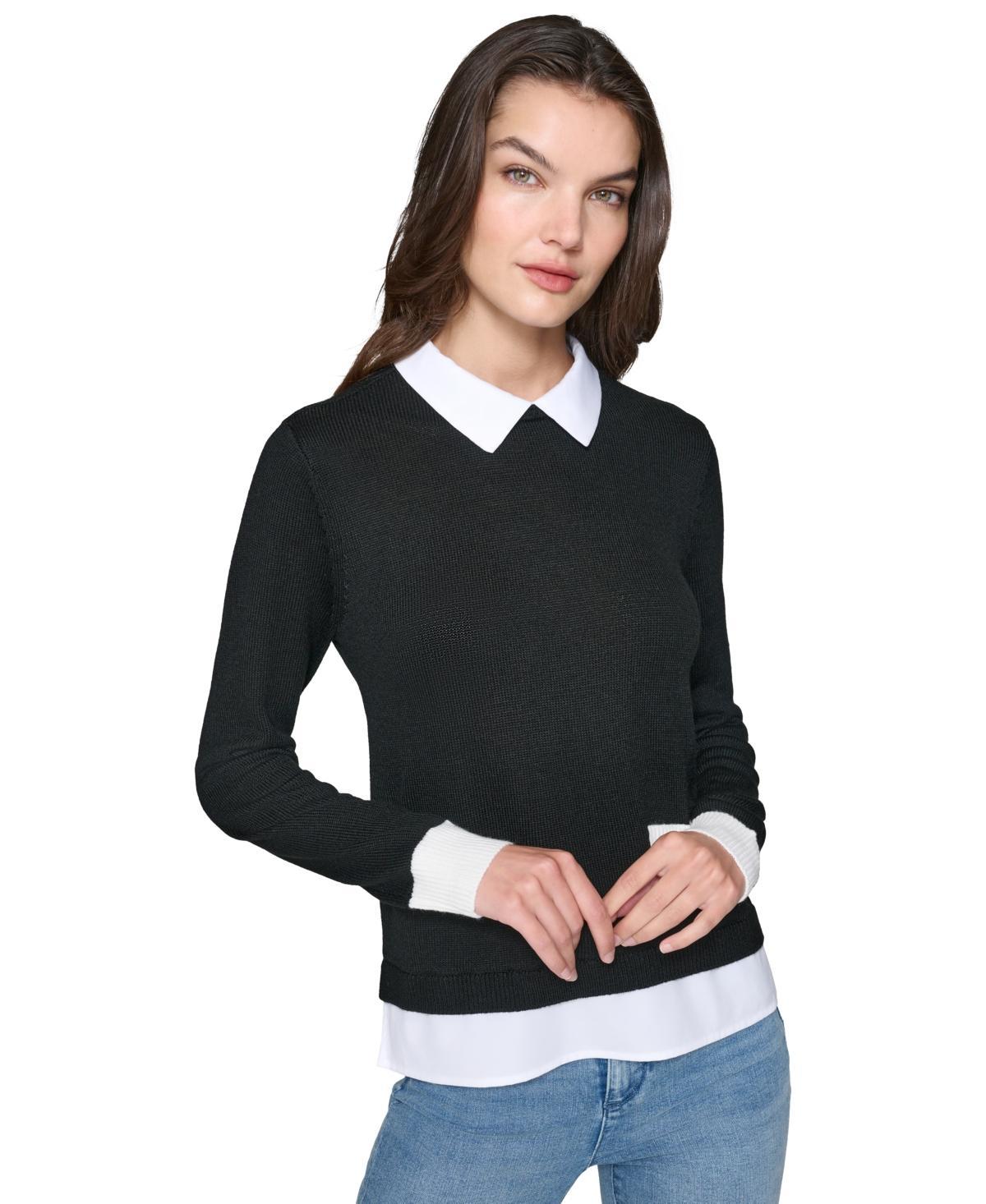 Karl Lagerfeld Paris Womens Layered-Look Sweater, Regular & Petites Product Image