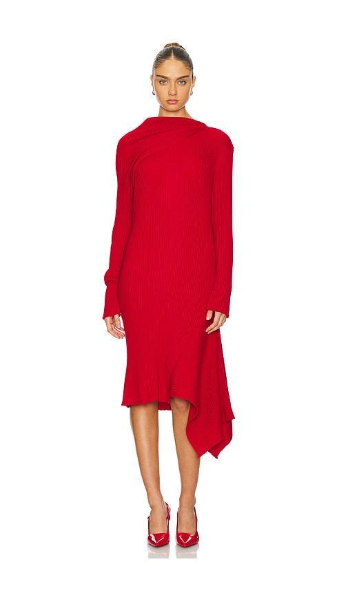 ROBE MI-LONGUE MERINO WOOL KNITTED DRAPED Product Image