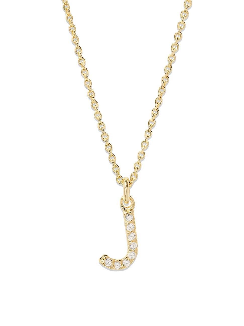 Womens Blaire 14K-Yellow-Gold Vermeil & 0.3-0.11 TCW Diamond Initial Pendant Necklace Product Image