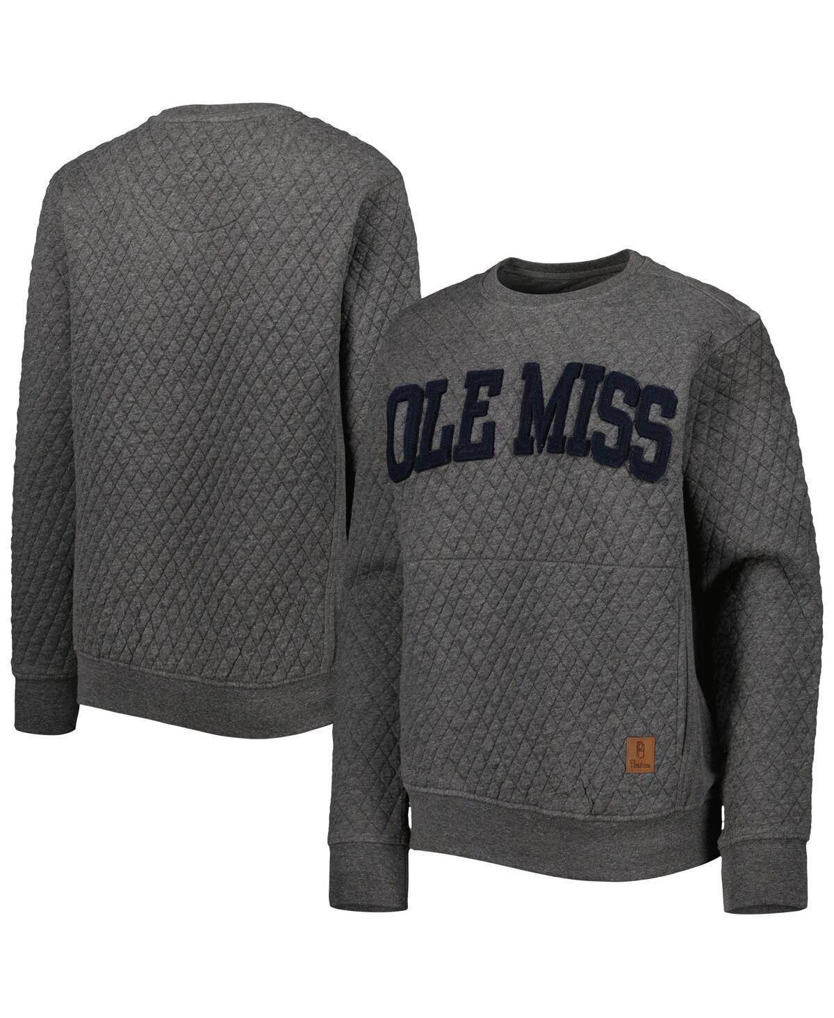 Womens Pressbox Heather Charcoal Ole Miss Rebels Moose Quilted Pullover Sweatshirt Product Image