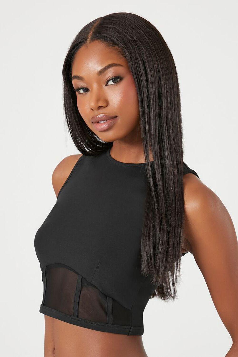 Mesh-Trim Corset Crop Top | Forever 21 Product Image