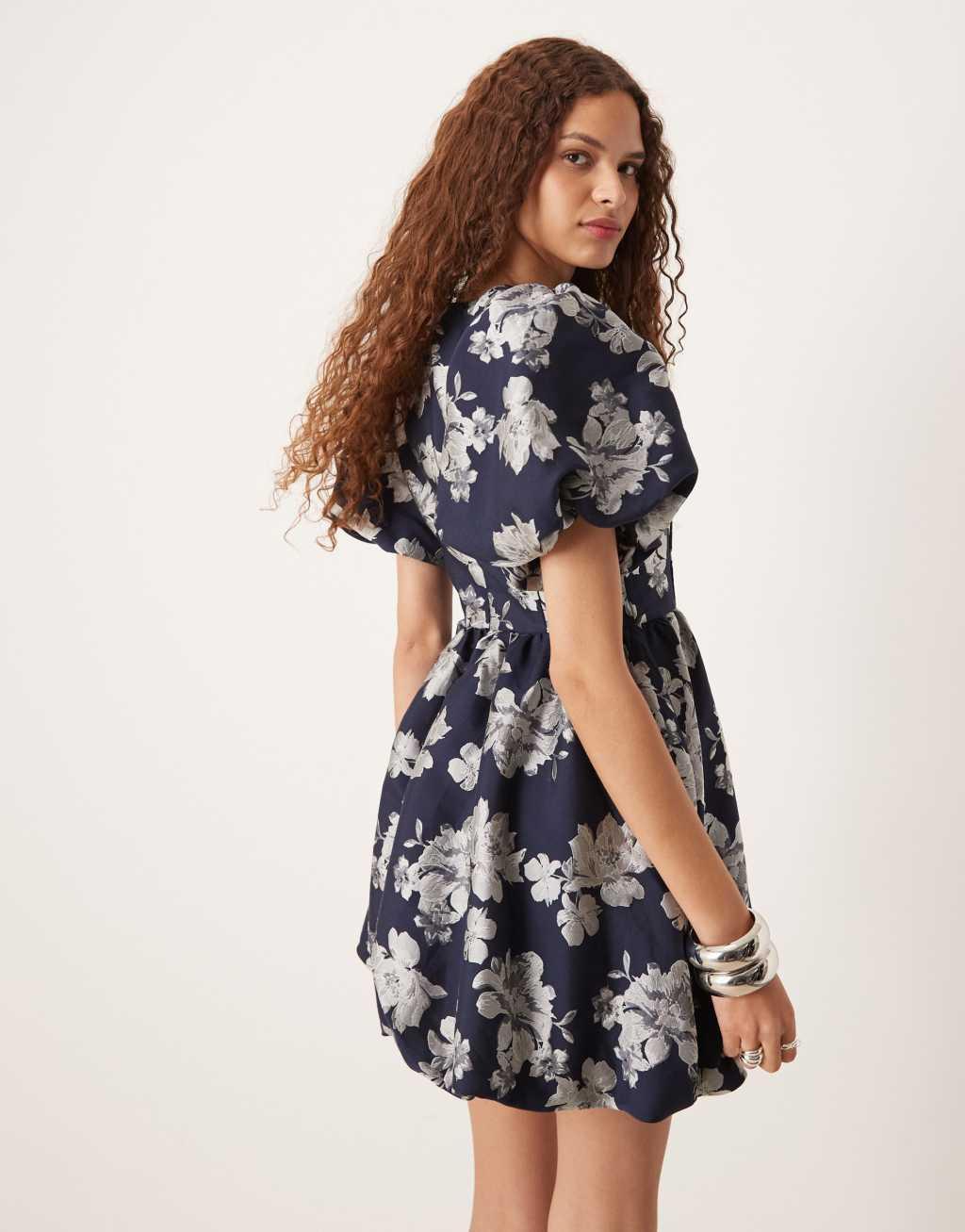 Sister Jane jacquard mini dress in navy Product Image