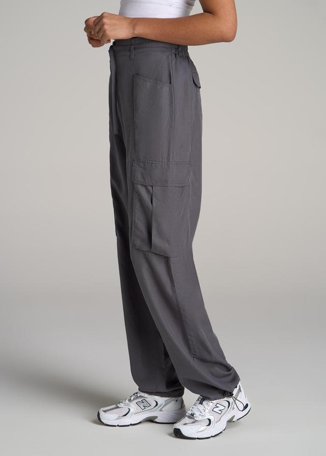 High Rise Cargo Parachute Pants for Tall Women in Slate Product Image