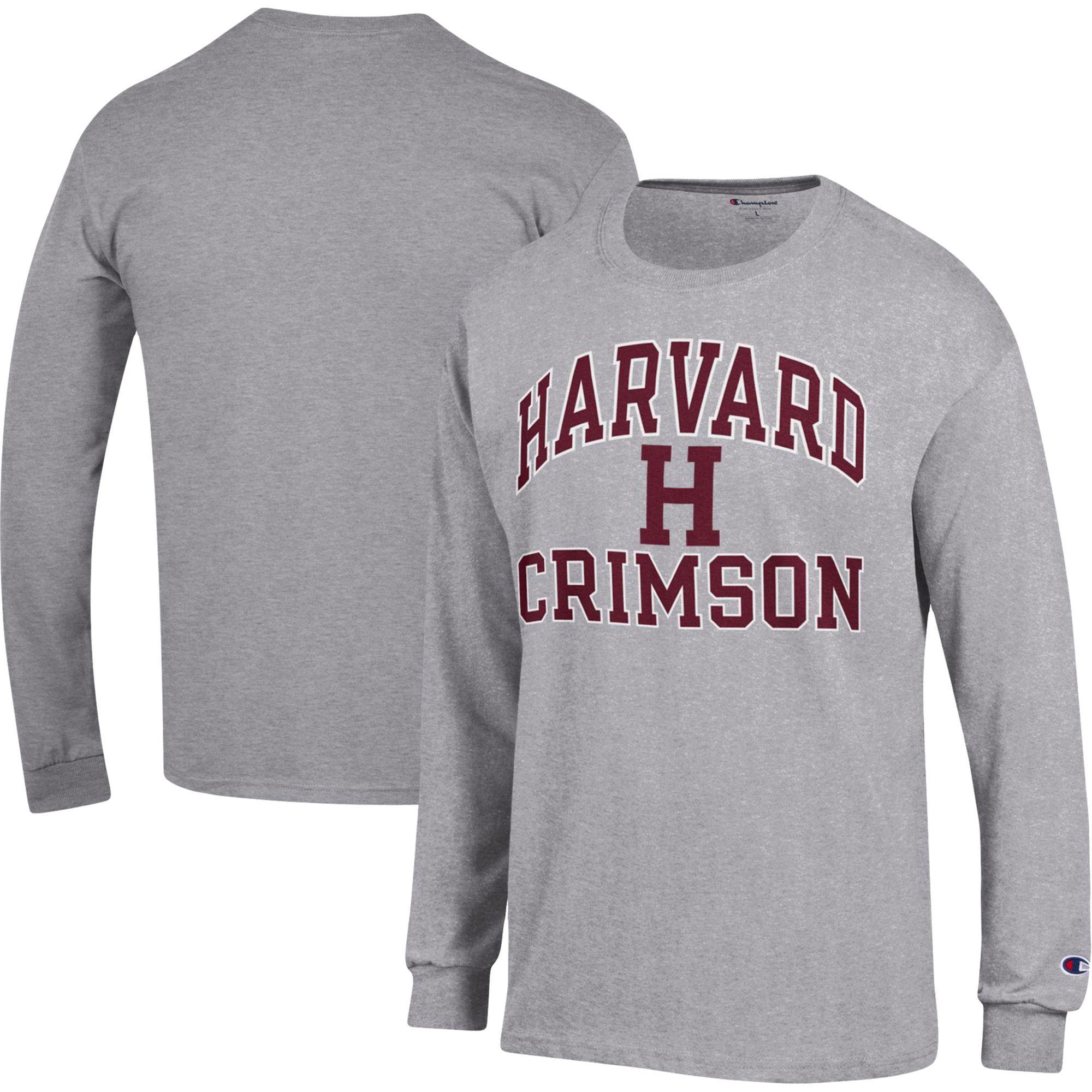 Mens Champion Heather Gray Harvard Crimson High Motor Long Sleeve T-Shirt Product Image