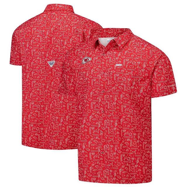 Mens Columbia PFG Kansas City Chiefs Super Slack Tide Omni-Wick Button-Up Shirt Product Image