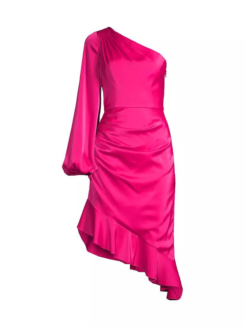 One-Shoulder Satin Midi-Dress product image