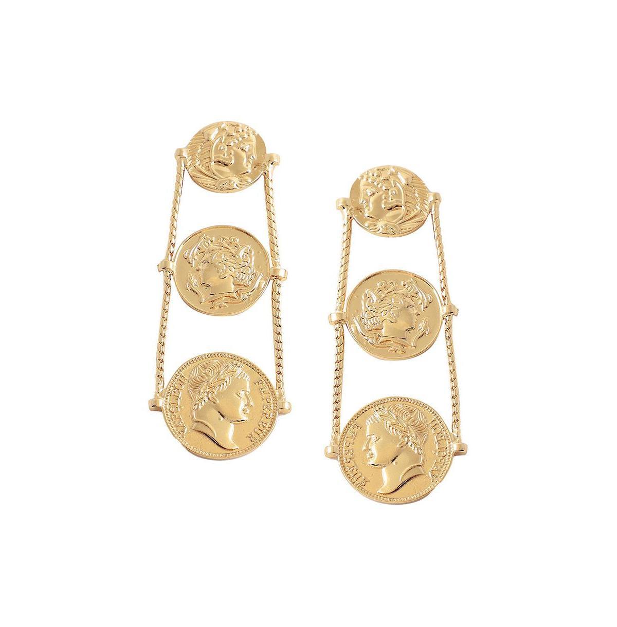 Sohi Womens Gold Coin Drop Earrings Product Image