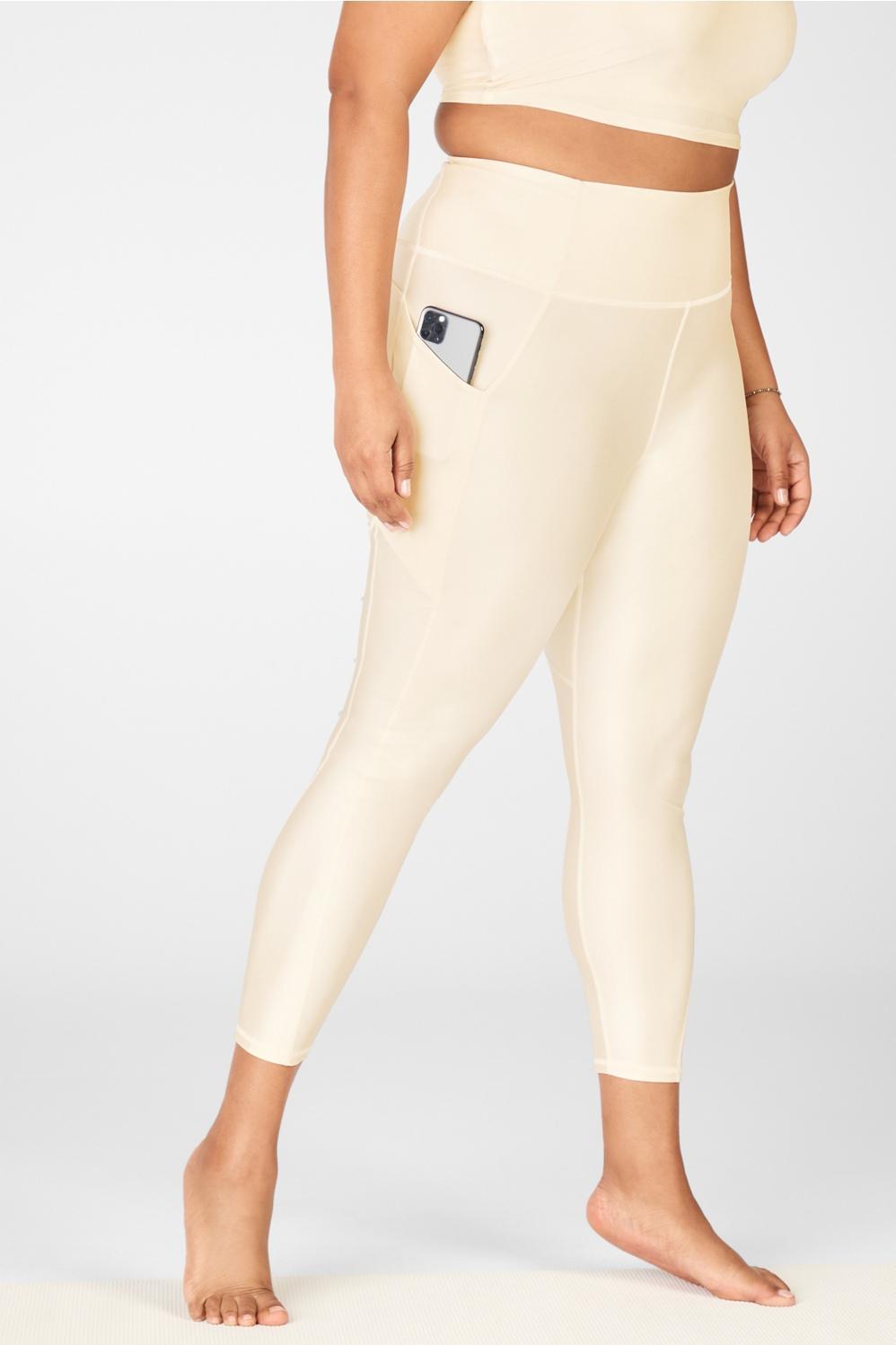 Fabletics Oasis High-Waisted Shine 7/8 Legging Womens yellow Size XXS Product Image