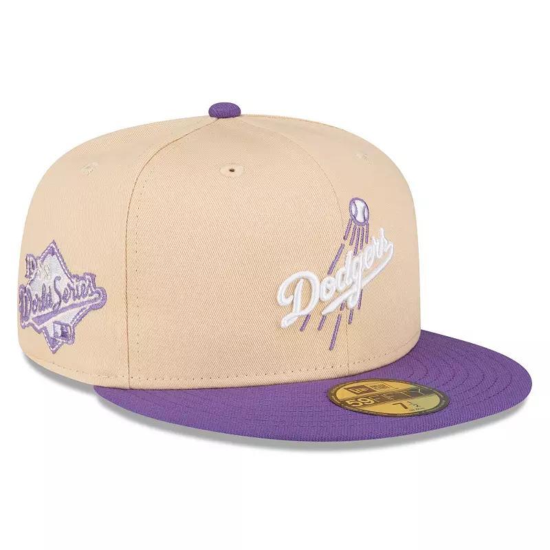 Mens New Era Peach/Purple Los Angeles Dodgers 1988 World Series Side Patch 59FIFTY Fitted Hat Product Image