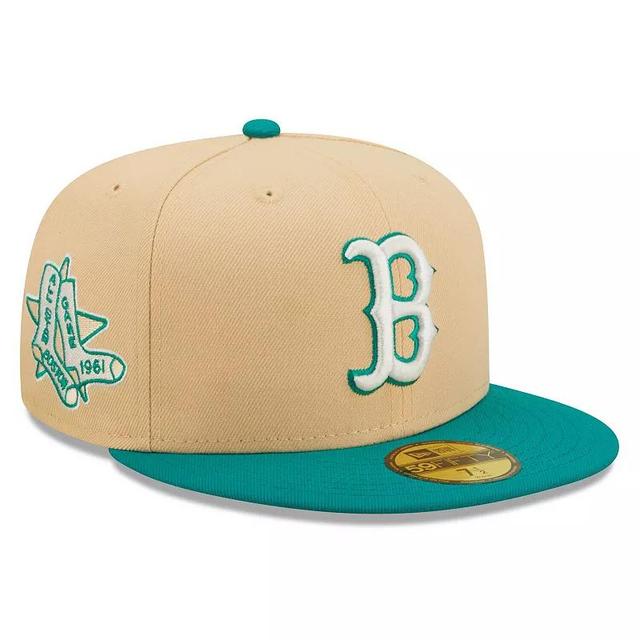 Mens New Era Natural/Teal Boston Red Sox Mango Forest 59FIFTY fitted hat Product Image