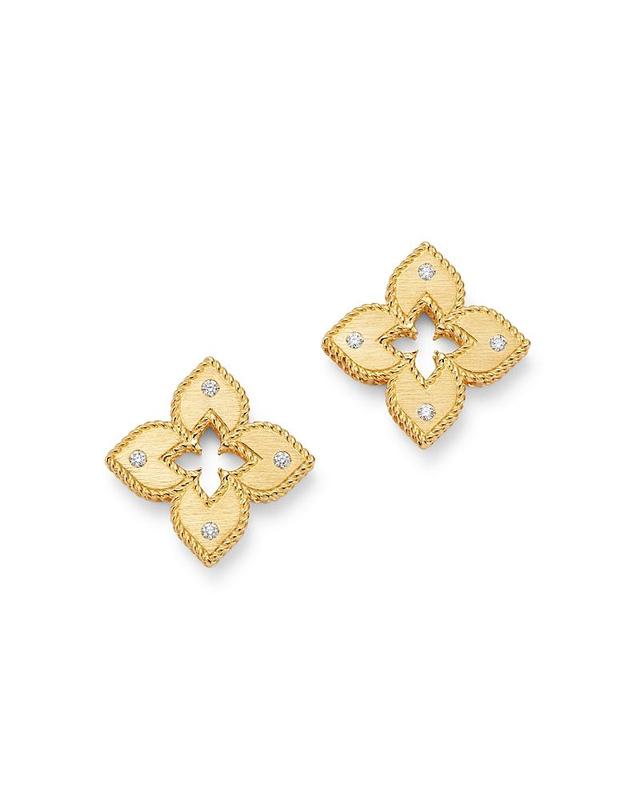 Womens Venetian Princess 18K Yellow Gold & Diamond Stud Earrings Product Image