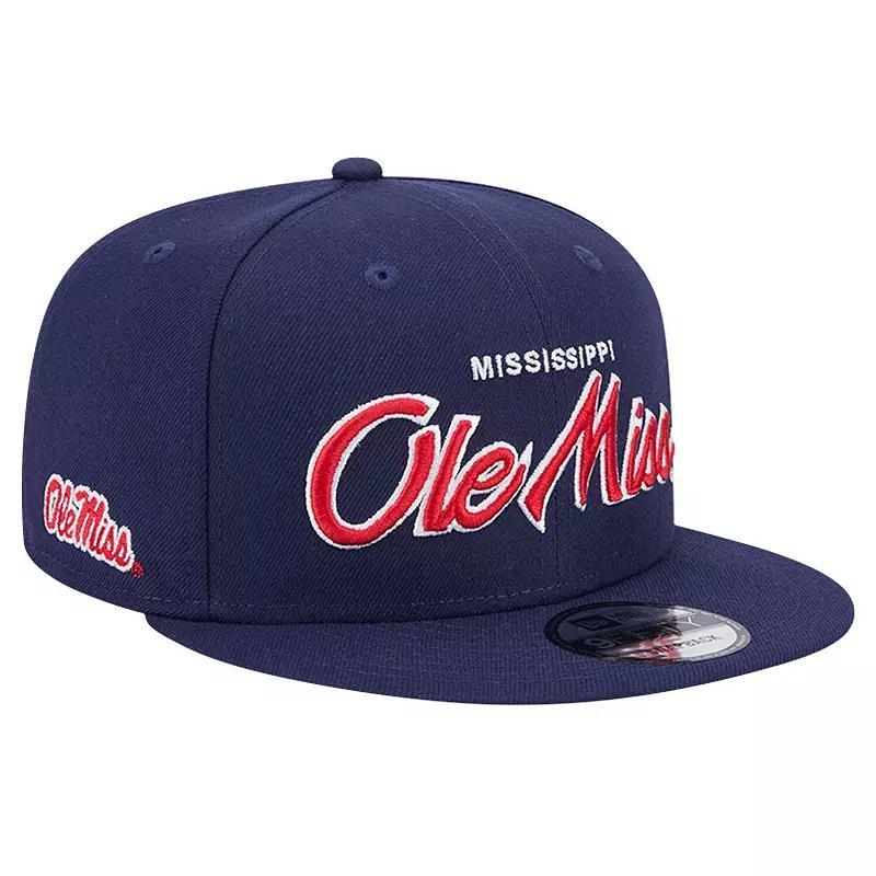 Mens New Era Ole Miss Rebels Team Script 9FIFTY Snapback Hat, Blue Product Image