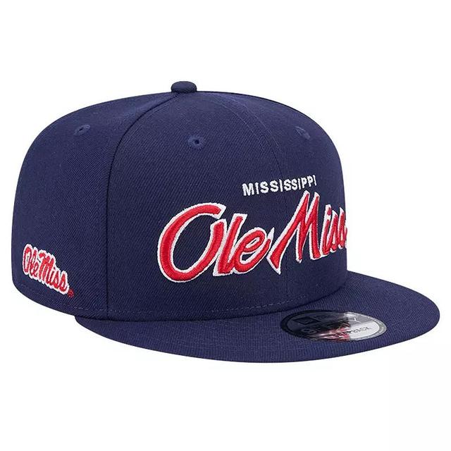 Mens New Era Ole Miss Rebels Team Script 9FIFTY Snapback Hat, Blue Product Image