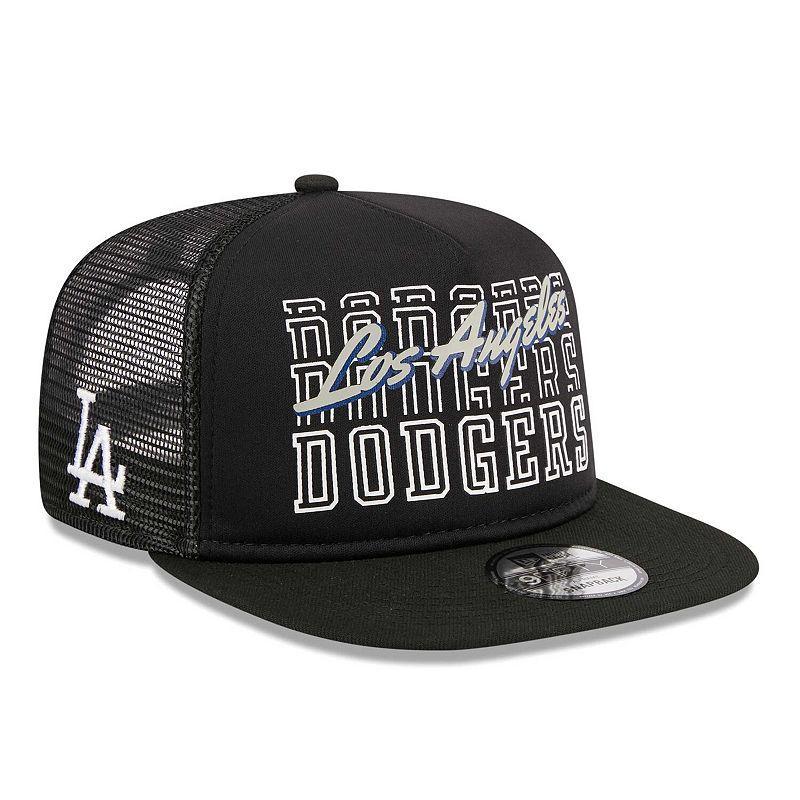 Mens New Era Black Los Angeles Dodgers Street Team A-Frame Trucker 9FIFTY Snapback Hat Product Image