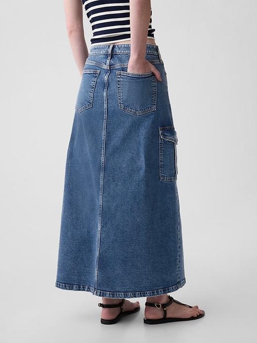 Denim Cargo Maxi Skirt Product Image