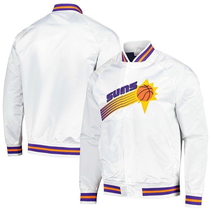 Mens Mitchell & Ness White Phoenix Suns Hardwood Classics Throwback Wordmark Raglan Full-Snap Jacket Product Image