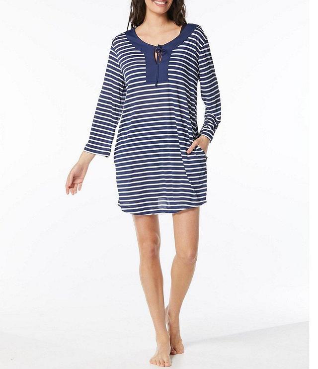 Beach House Faye Stripe Long Sleeve Swim Cover-Up Tunic Product Image