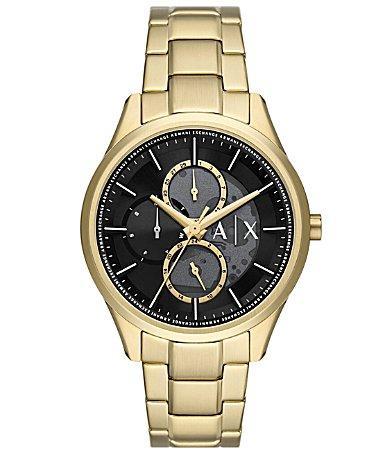 A| X Armani Exchange Mens Dante Multifunction Gold-Tone Stainless Steel Watch 42mm - Gold Product Image