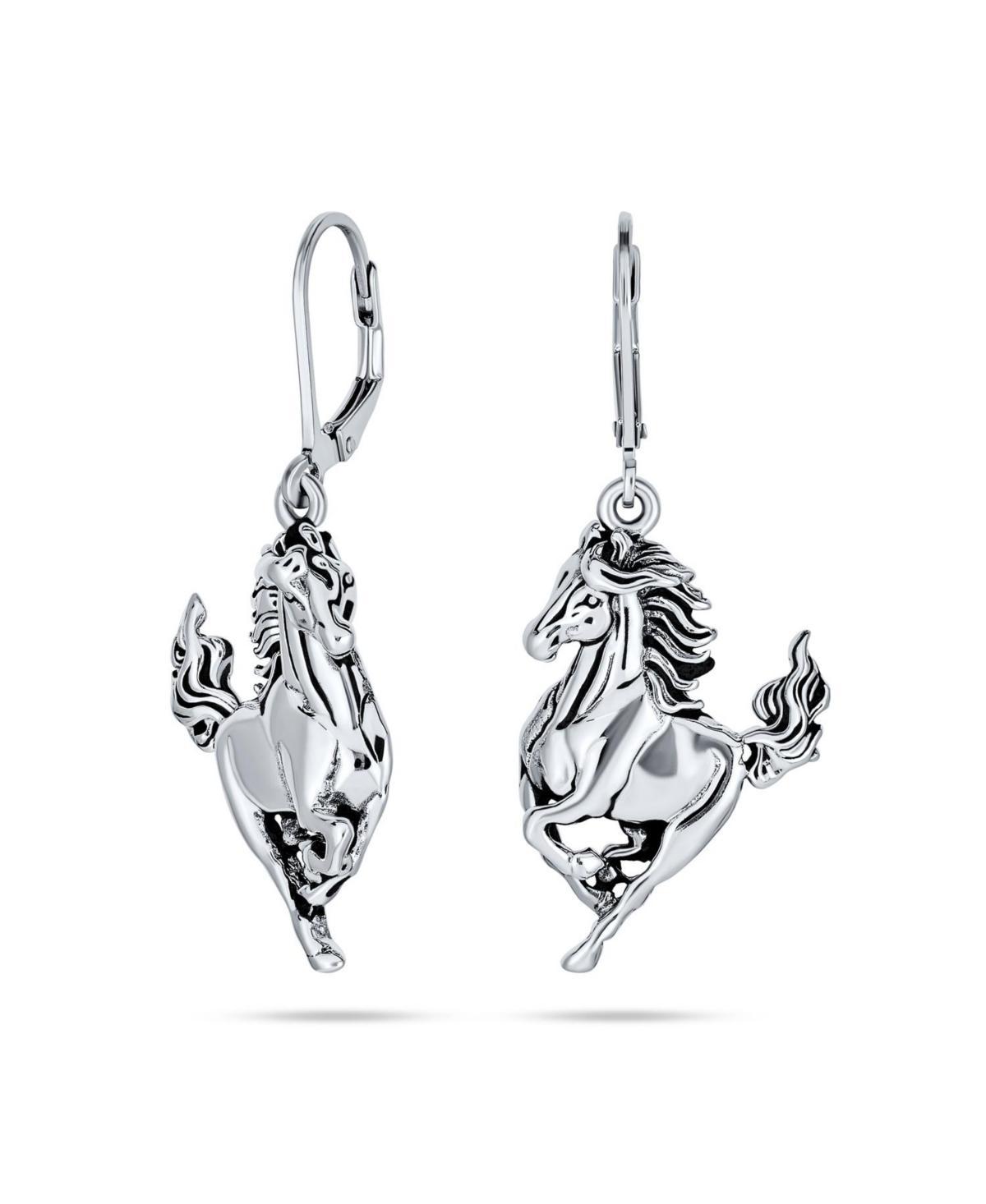 Bling Jewelry Equestrian Equine Gift Cowgirl Dangle Galloping Horse Earrings Western Jewelry For Women Teen .925 Sterling Silver Lever back - Silver t Product Image