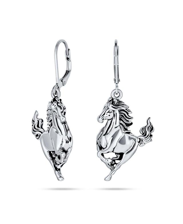 Bling Jewelry Equestrian Equine Gift Cowgirl Dangle Galloping Horse Earrings Western Jewelry For Women Teen .925 Sterling Silver Lever back - Silver t Product Image