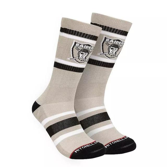 Mens Mitchell & Ness Gray Oakland Raiders Throwback Team Stripes Crew Socks Product Image