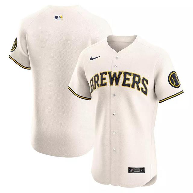 Mens Nike Cream Milwaukee Brewers Home Elite Jersey Product Image