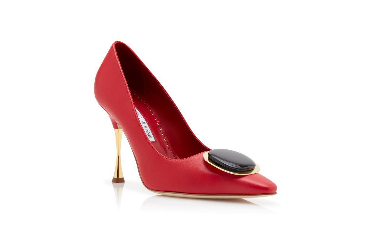 CHIARAN Red Nappa Leather Pointed Toe Pumps Product Image