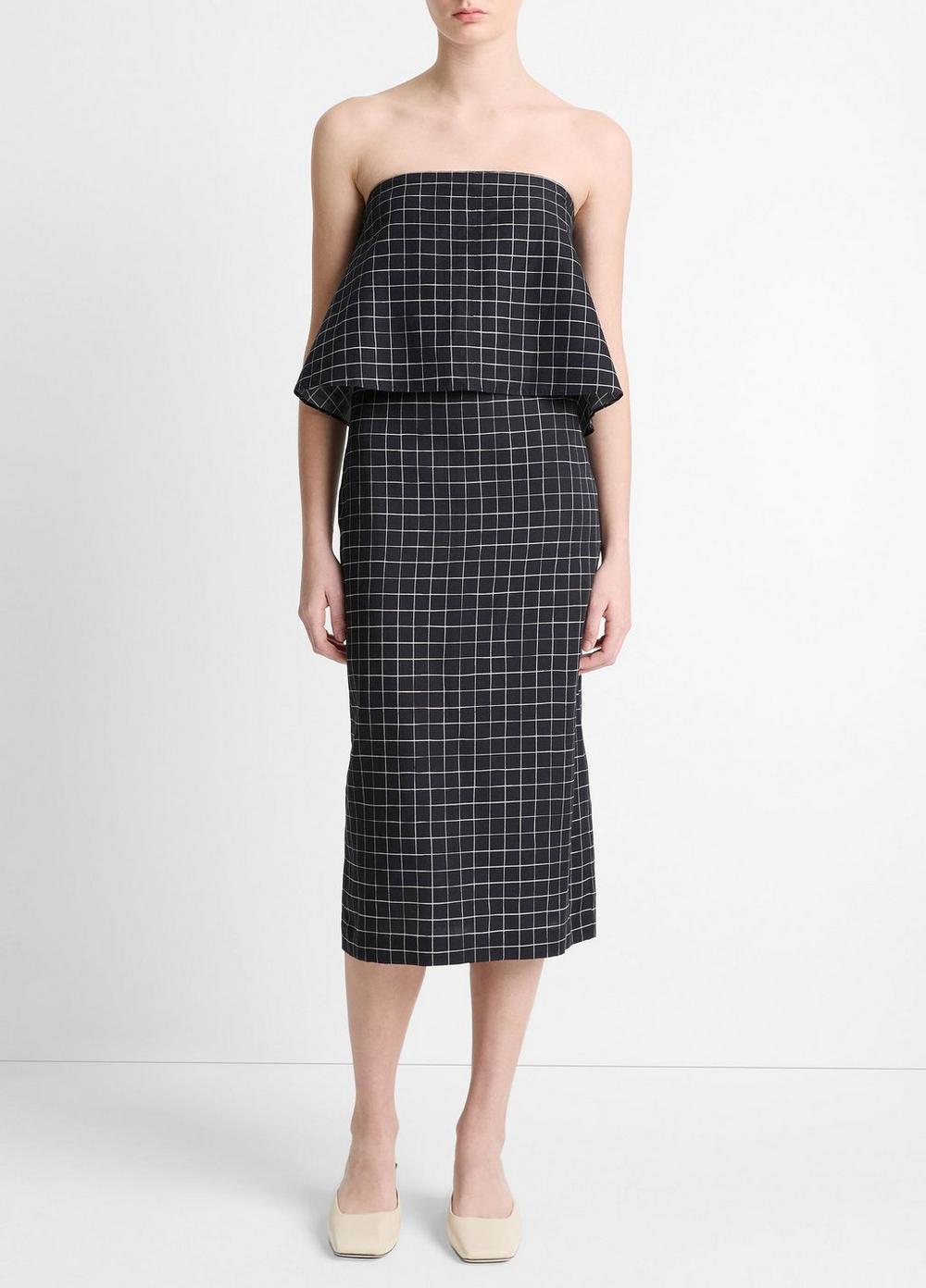 Trellis Plaid Cotton-Blend Tie-Back Top Product Image