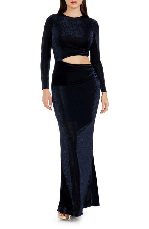 Dress the Population Candace Cutout Metallic Long Sleeve Column Gown Product Image