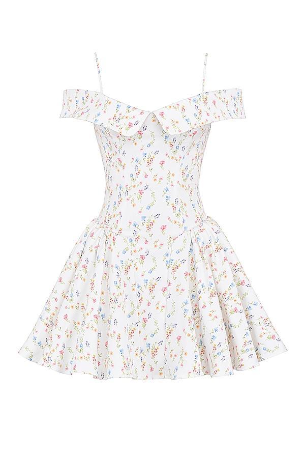 Elida White Posy Print Corset Mini Dress Product Image