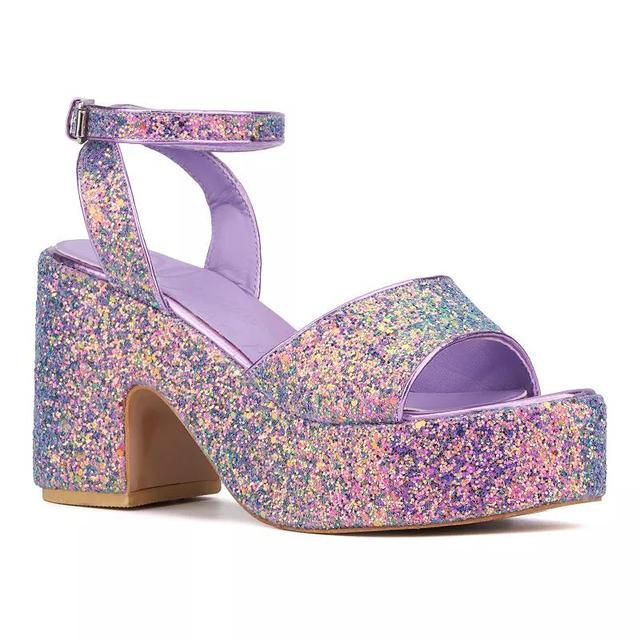 Olivia Miller Capricorn Womens Glittery Block Platform Sandals Purple Team Product Image