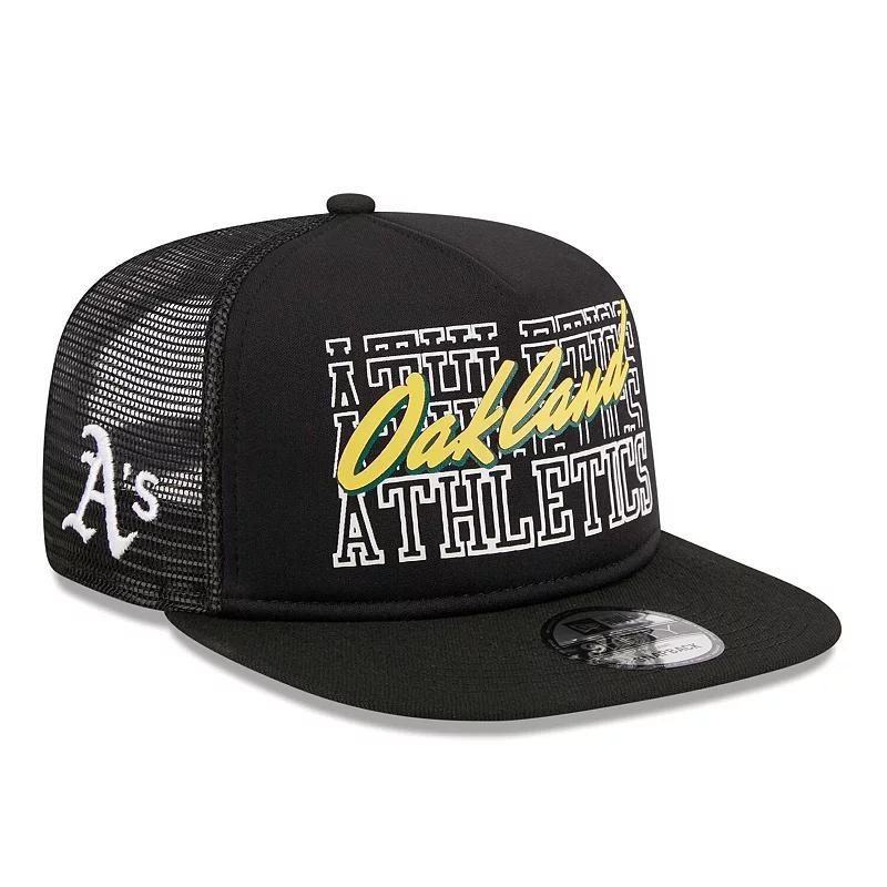 Mens New Era Black Oakland Athletics Street Team A-Frame Trucker 9FIFTY Snapback Hat Product Image