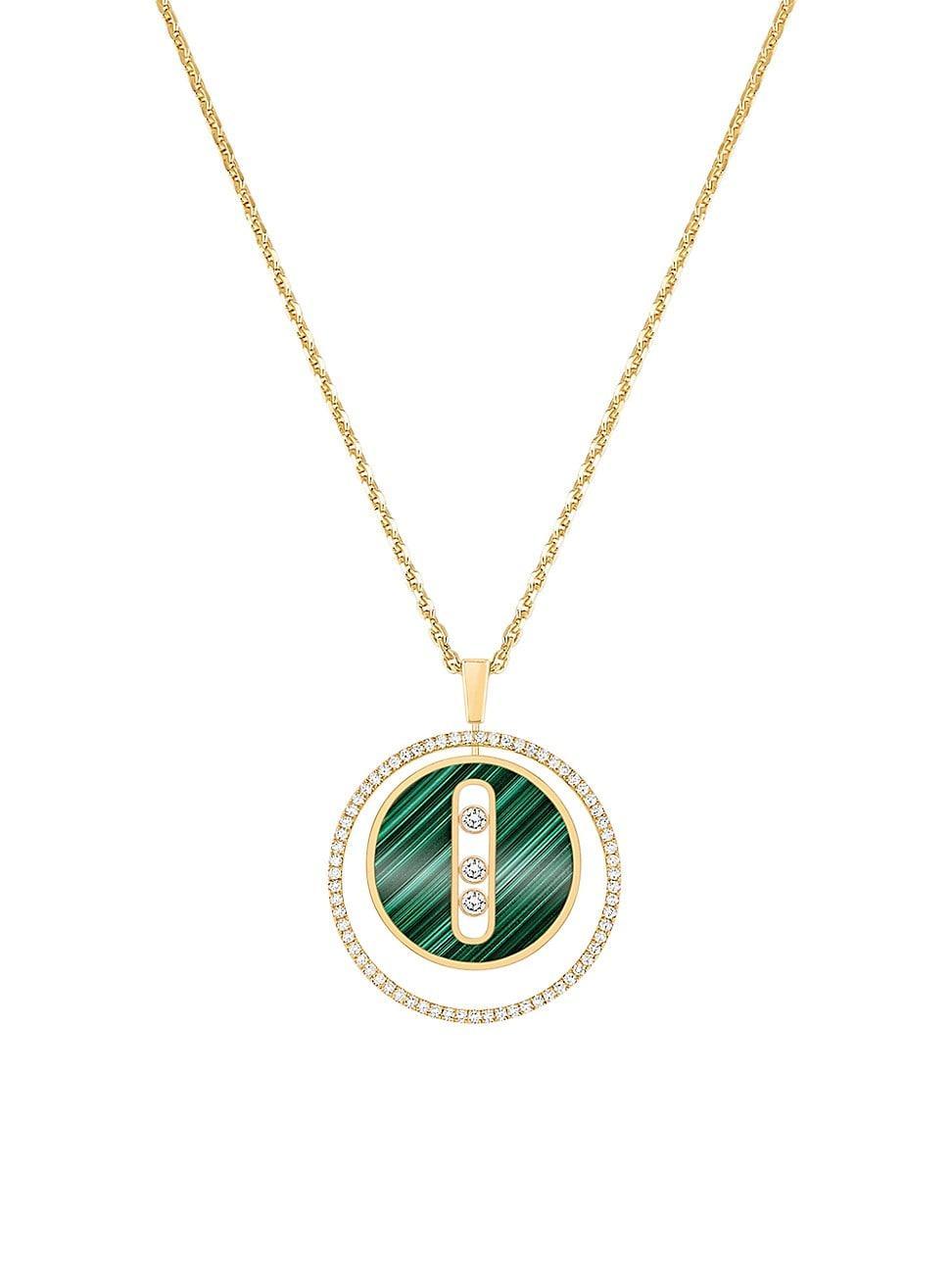 Womens Lucky Move 18K Yellow Gold, Malachite & Diamond Pendant Necklace Product Image