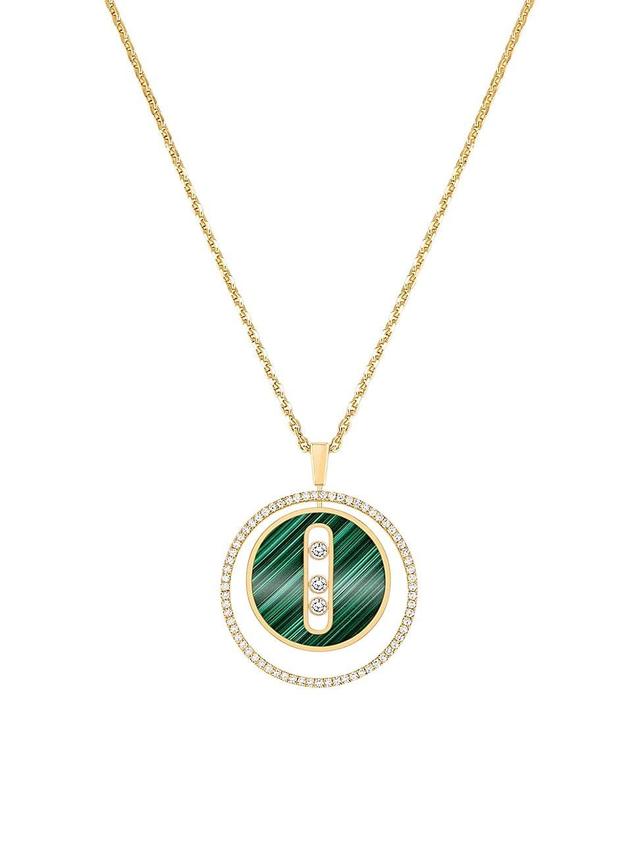 Womens Lucky Move 18K Yellow Gold, Malachite & Diamond Pendant Necklace Product Image