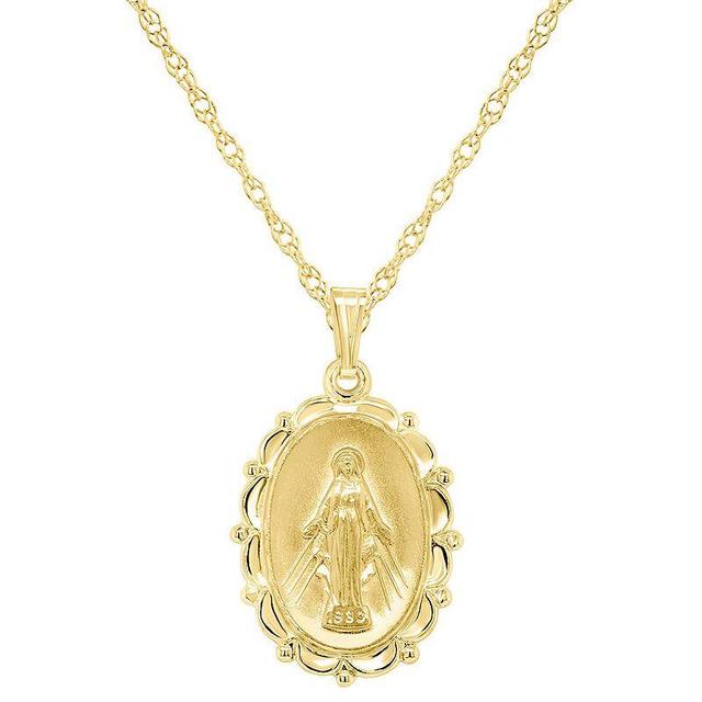 Sterling Silver Our Lady of Grace Miraculous Medal Pendant, Womens 14k Gold Plated Product Image