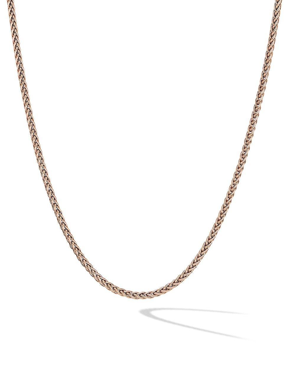 2.5mm Mens Wheat Chain Necklace in 18K Gold Product Image