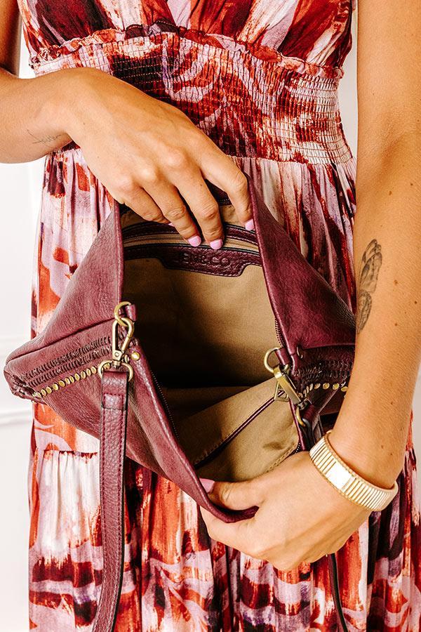 Cityscape Chic Faux Leather Crossbody In Wine Product Image